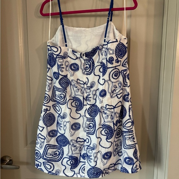 Tuckernuck l White & Royal Blue Applique Santorini Mini Dress l M - Picture 8 of 12
